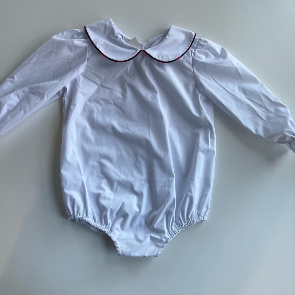 TBBC Peter Pan collared bubble with Plaid piping 2T NWT